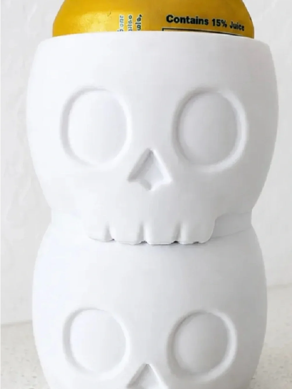 White Skull Stackable Can Cooler | Halloween decor - fits 12 oz standard cans